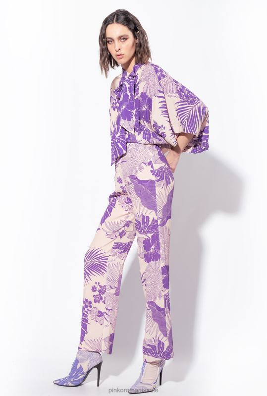 pantaloni casual | pantaloni cu imprimeu tropical Pinko nud/violet B0D08654