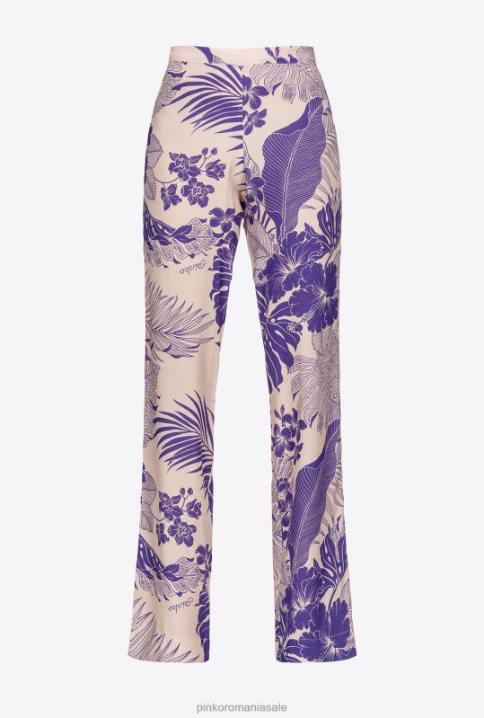 pantaloni casual | pantaloni cu imprimeu tropical Pinko nud/violet B0D08654