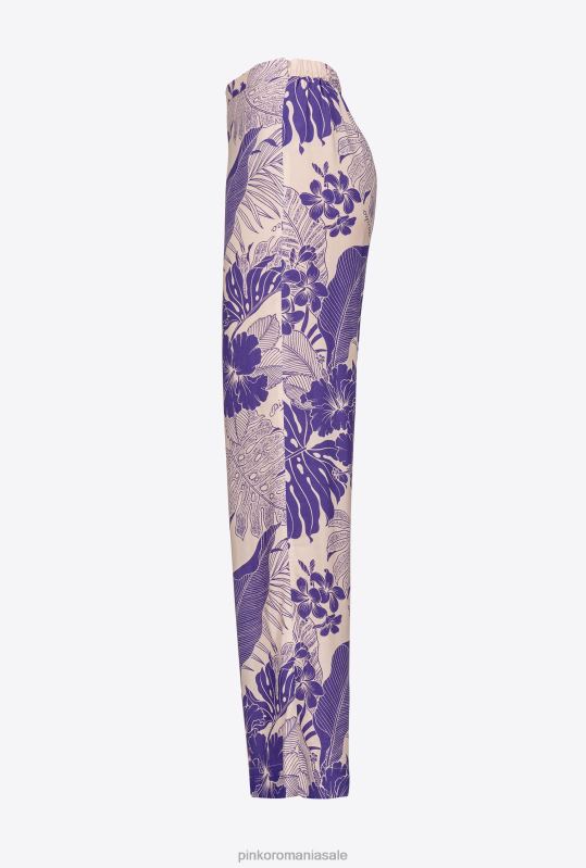 pantaloni casual | pantaloni cu imprimeu tropical Pinko nud/violet B0D08654
