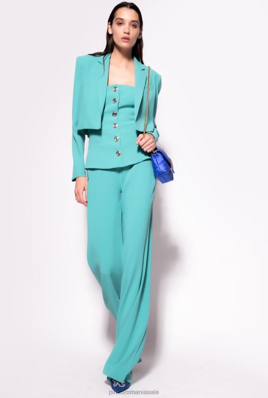 pantaloni casual | pantaloni cu nasturi aurii Pinko albastru B0D08662