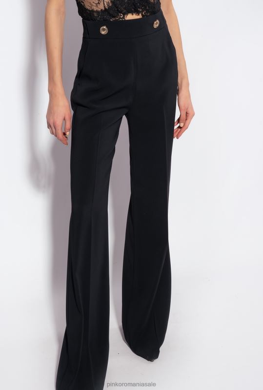 pantaloni casual | pantaloni cu nasturi aurii Pinko limuzina neagră B0D08663