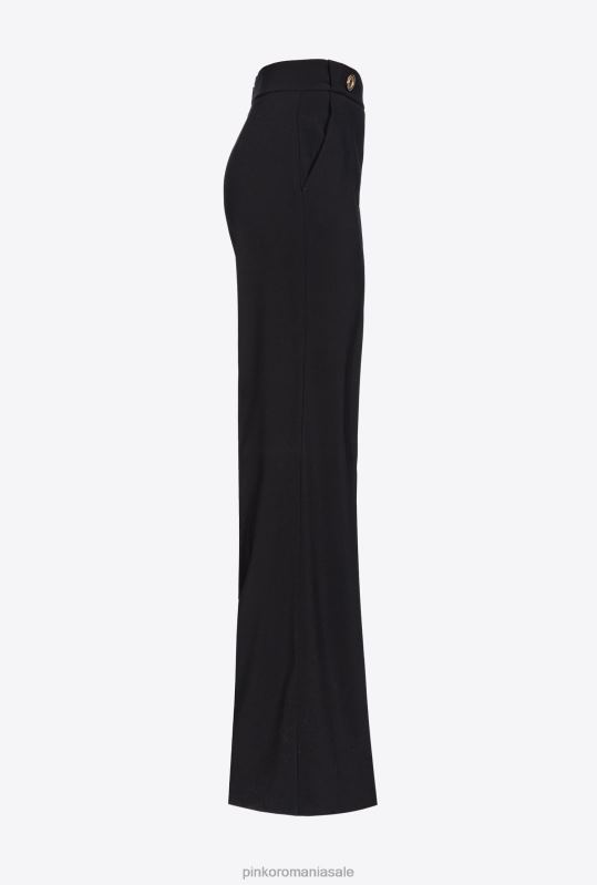 pantaloni casual | pantaloni cu nasturi aurii Pinko limuzina neagră B0D08663