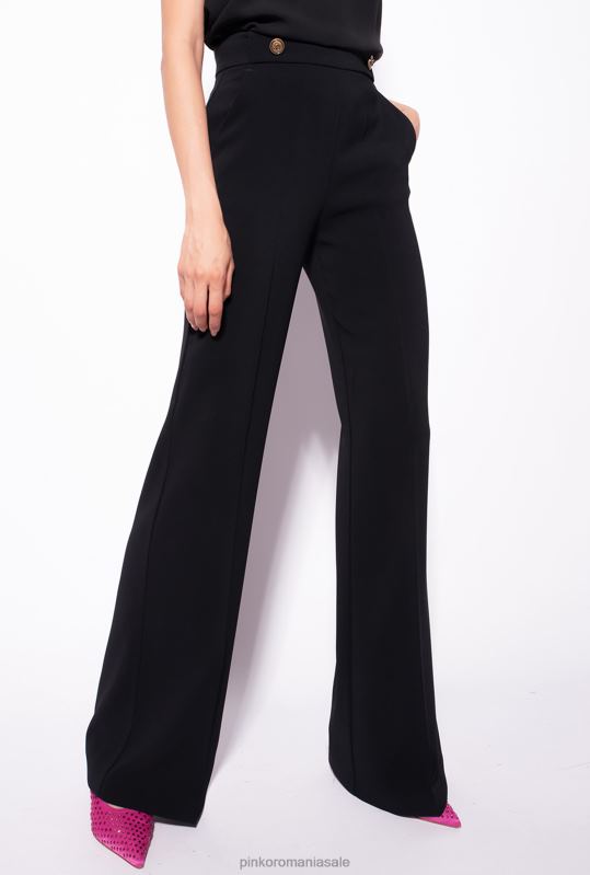 pantaloni casual | pantaloni cu nasturi aurii Pinko limuzina neagră B0D08786