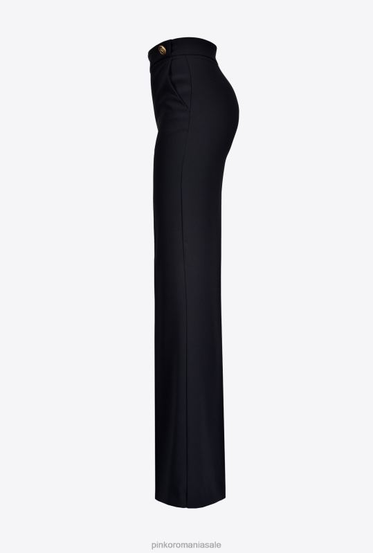 pantaloni casual | pantaloni cu nasturi aurii Pinko limuzina neagră B0D08786
