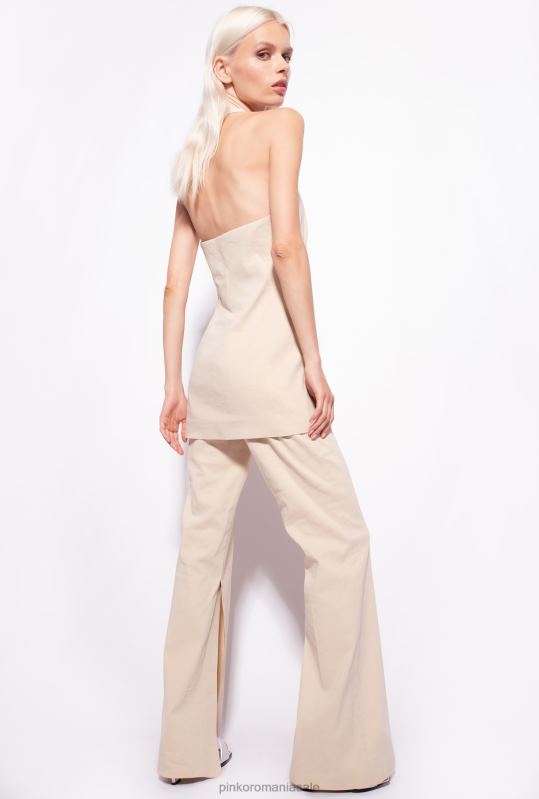 pantaloni casual | pantaloni cu tiv Pinko bej migdal înghețat B0D08729