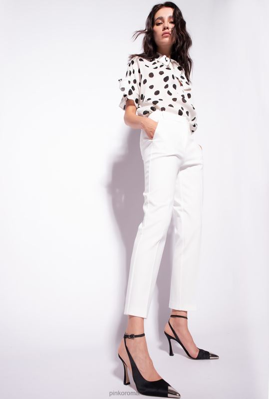 pantaloni casual | pantaloni de țigară din tricot milano Pinko Albă ca Zăpada B0D08770