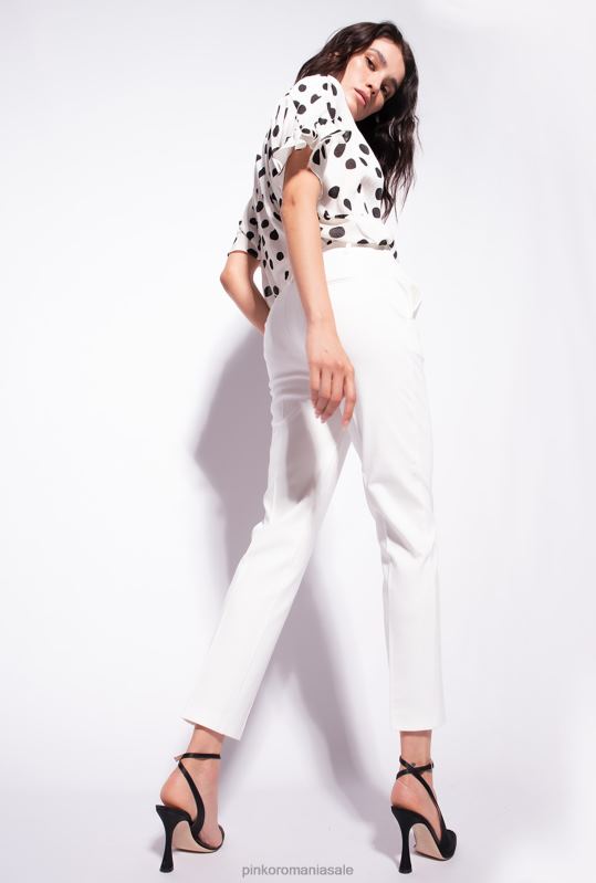 pantaloni casual | pantaloni de țigară din tricot milano Pinko Albă ca Zăpada B0D08770