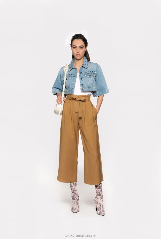 pantaloni casual | pantaloni de in cu centura cu fundita Pinko muştar B0D08706
