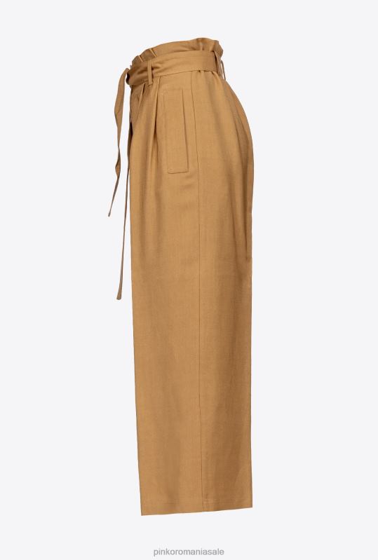 pantaloni casual | pantaloni de in cu centura cu fundita Pinko muştar B0D08706
