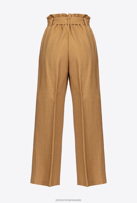 pantaloni casual | pantaloni de in cu centura cu fundita Pinko muştar B0D08706