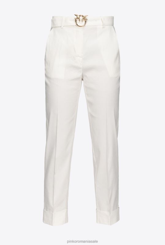 pantaloni casual | pantaloni de in cu centura de pasari de dragoste Pinko nor alb B0D08723