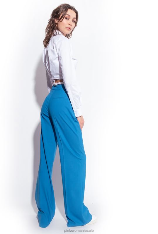 pantaloni casual | pantaloni de lână cu picioare largi Pinko director albastru B0D08694