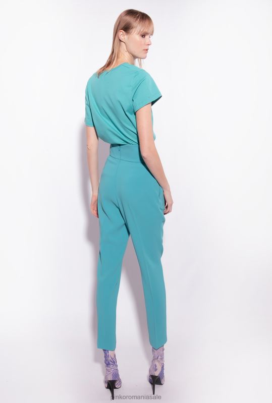 pantaloni casual | pantaloni din crep elastic cu talie înaltă Pinko albastru B0D08746