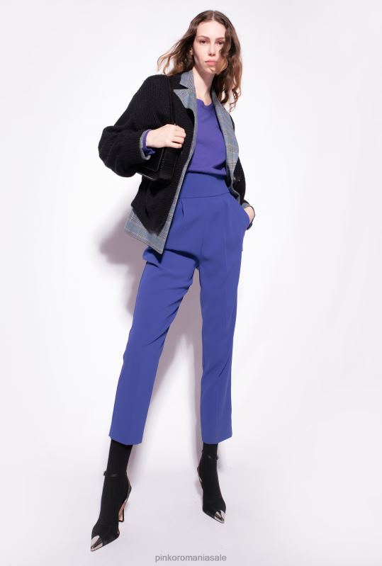 pantaloni casual | pantaloni din crep elastic cu talie înaltă Pinko albastru spectru B0D08743