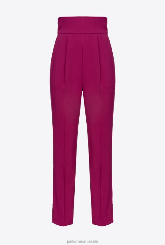 pantaloni casual | pantaloni din crep elastic cu talie înaltă Pinko bougainvillea violet B0D08747