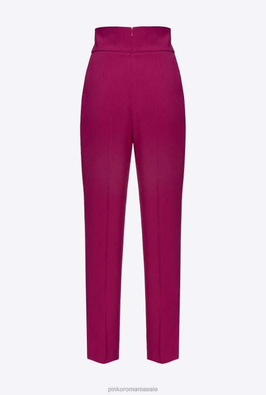 pantaloni casual | pantaloni din crep elastic cu talie înaltă Pinko bougainvillea violet B0D08747