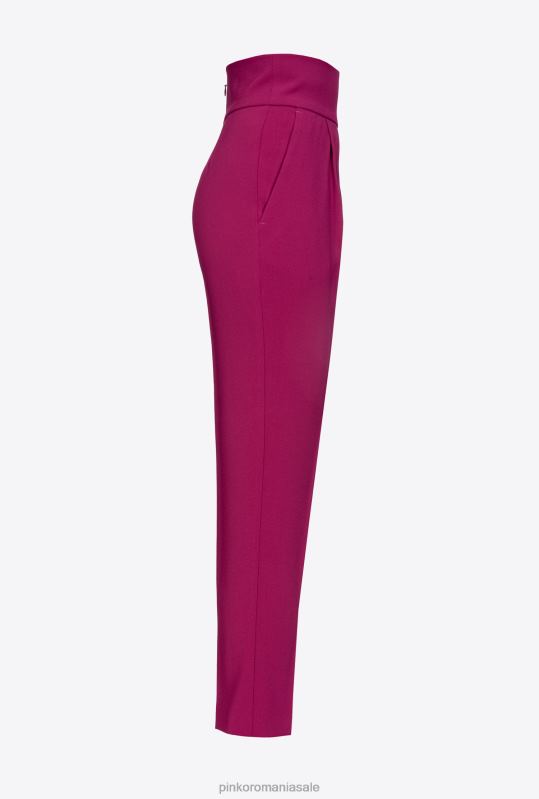 pantaloni casual | pantaloni din crep elastic cu talie înaltă Pinko bougainvillea violet B0D08747