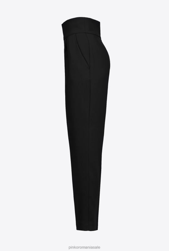 pantaloni casual | pantaloni din crep elastic cu talie înaltă Pinko limuzina neagră B0D08744