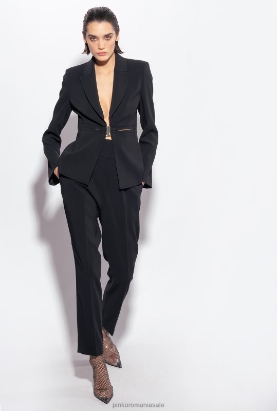 pantaloni casual | pantaloni din crep elastic cu talie înaltă Pinko limuzina neagră B0D08745