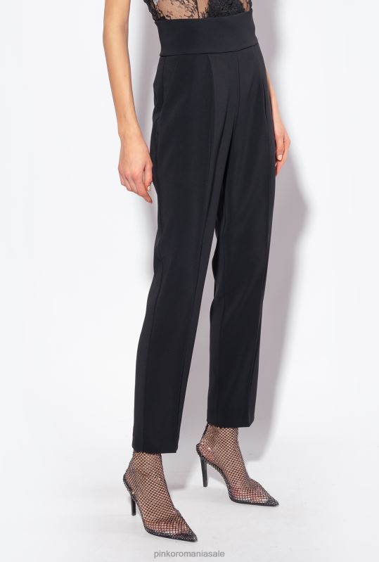 pantaloni casual | pantaloni din crep elastic cu talie înaltă Pinko limuzina neagră B0D08745