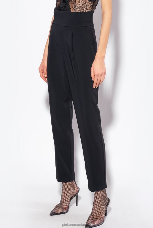 pantaloni casual | pantaloni din crep elastic cu talie înaltă Pinko limuzina neagră B0D08745