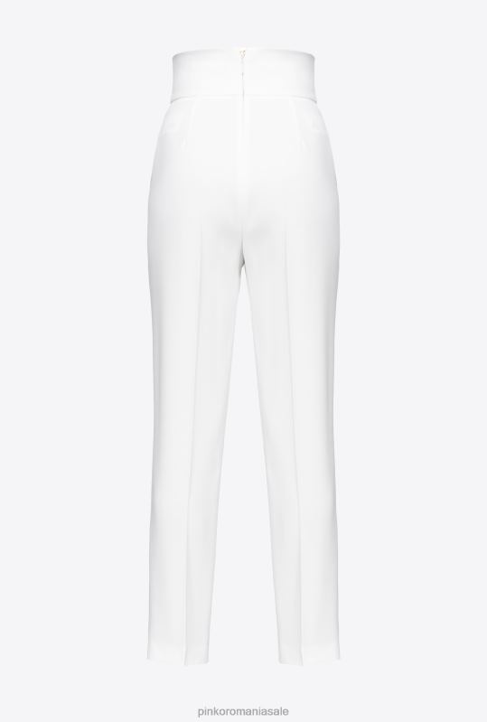 pantaloni casual | pantaloni din crep elastic cu talie înaltă Pinko usturoi alb B0D08742