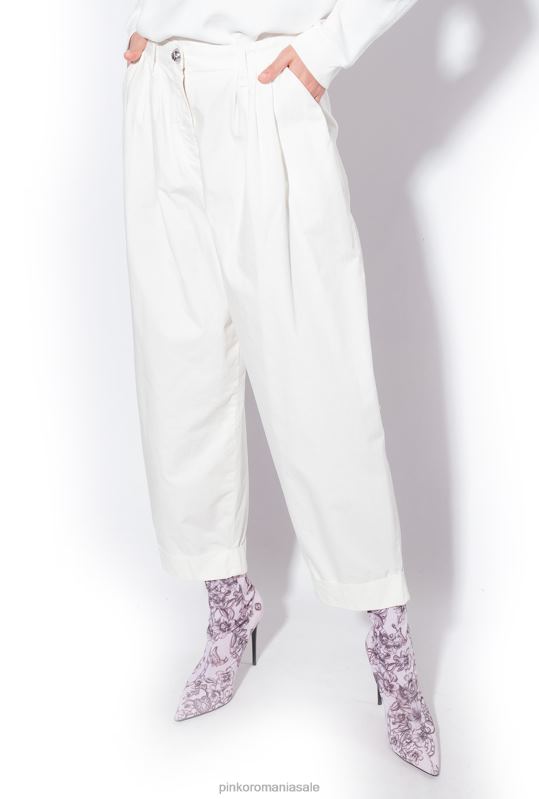 pantaloni casual | pantaloni din muselina de bumbac Pinko nor alb B0D08708