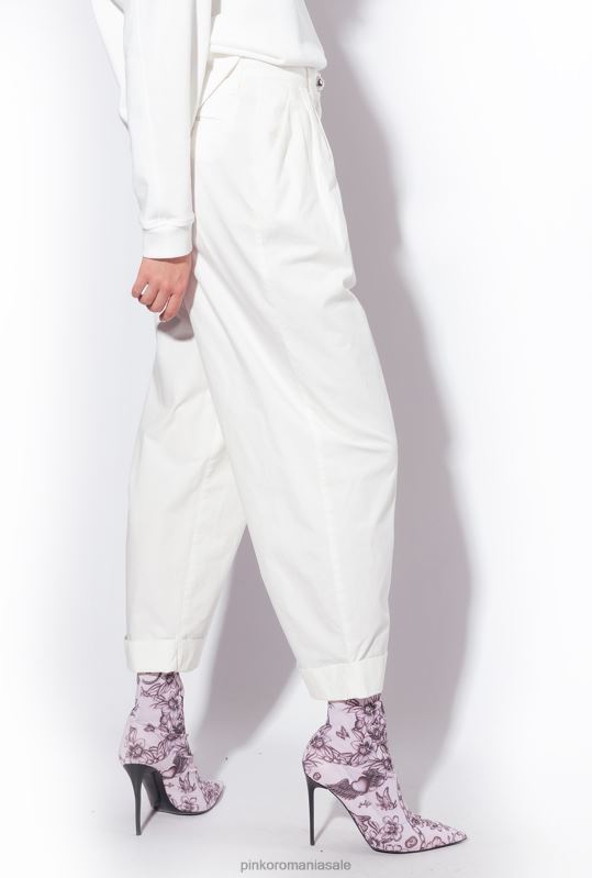 pantaloni casual | pantaloni din muselina de bumbac Pinko nor alb B0D08708