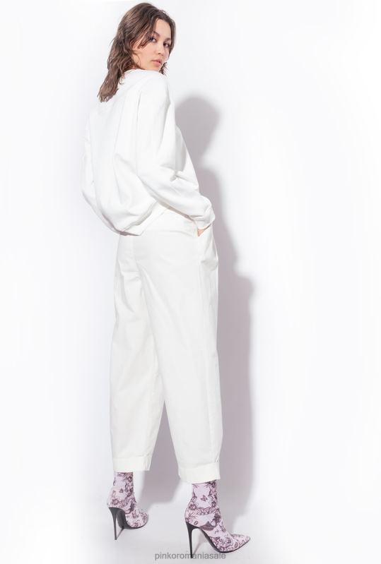 pantaloni casual | pantaloni din muselina de bumbac Pinko nor alb B0D08708