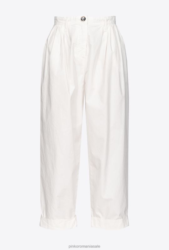 pantaloni casual | pantaloni din muselina de bumbac Pinko nor alb B0D08708