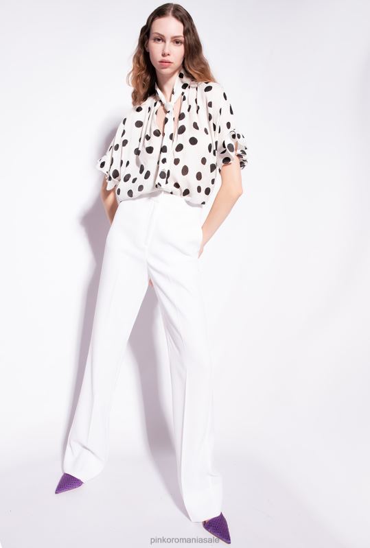 pantaloni casual | pantaloni evazați din poli crep Pinko alb de lapte B0D08778