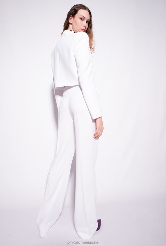 pantaloni casual | pantaloni evazați din poli crep Pinko alb de lapte B0D08778