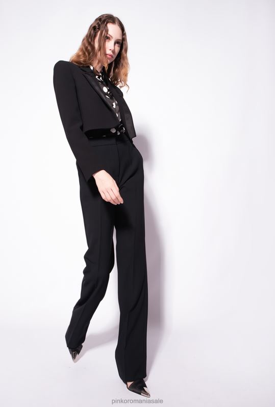 pantaloni casual | pantaloni evazați din poli crep Pinko limuzina neagră B0D08779