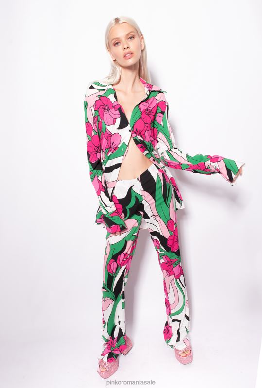 pantaloni casual | pantaloni fluidi cu imprimeu floral Pinko multi negru/fucsia B0D08671