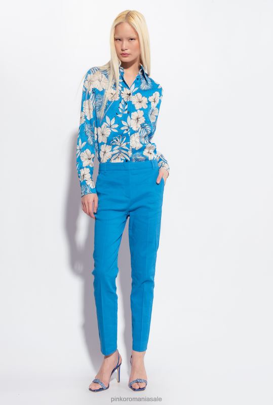 pantaloni casual | pantaloni țigară din in stretch Pinko director albastru B0D08693
