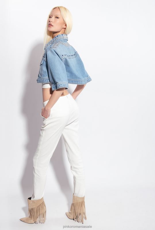 pantaloni casual | pantaloni țigară din in stretch Pinko nor alb B0D08692