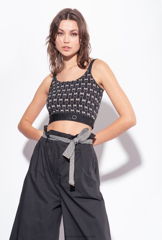 pantaloni casual | pantaloni largi cu centura Pinko limuzina neagră B0D08766