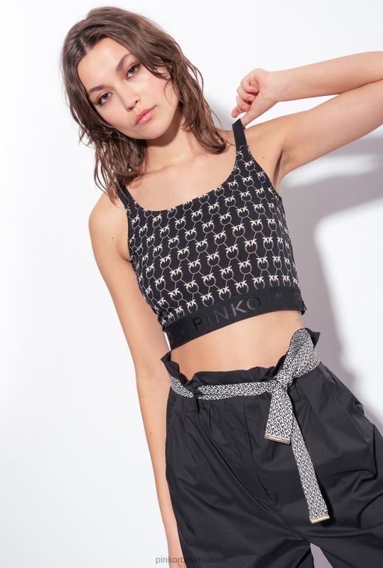 pantaloni casual | pantaloni largi cu centura Pinko limuzina neagră B0D08766