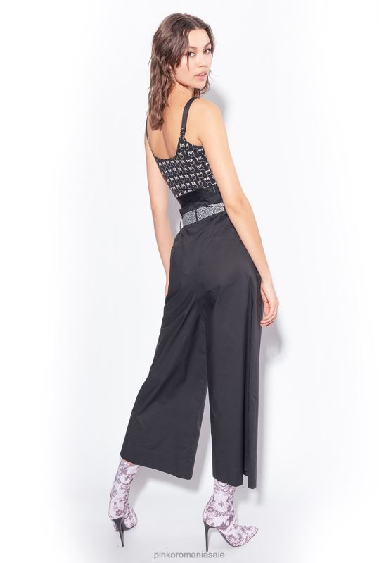 pantaloni casual | pantaloni largi cu centura Pinko limuzina neagră B0D08766