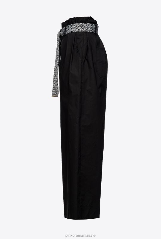 pantaloni casual | pantaloni largi cu centura Pinko limuzina neagră B0D08766