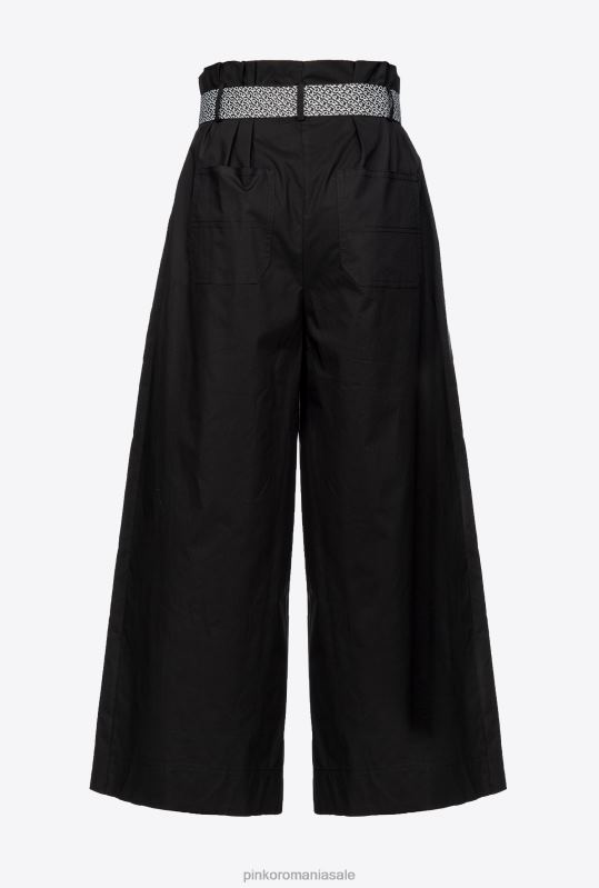 pantaloni casual | pantaloni largi cu centura Pinko limuzina neagră B0D08766