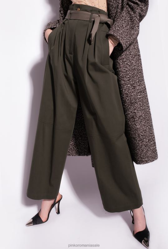 pantaloni casual | pantaloni largi cu centura Pinko verde armată B0D08784
