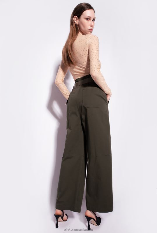 pantaloni casual | pantaloni largi cu centura Pinko verde armată B0D08784