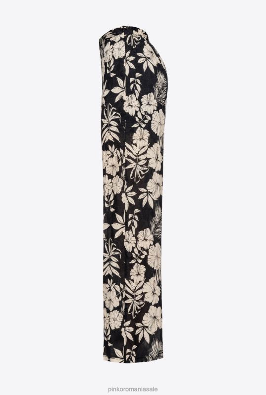 pantaloni casual | pantaloni largi cu detalii florale grafice Pinko negru/unt B0D08676