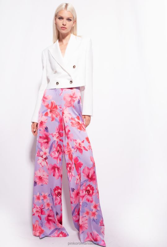pantaloni casual | pantaloni largi cu imprimeu floral Pinko liliac/roz deschis/fucsia B0D08650