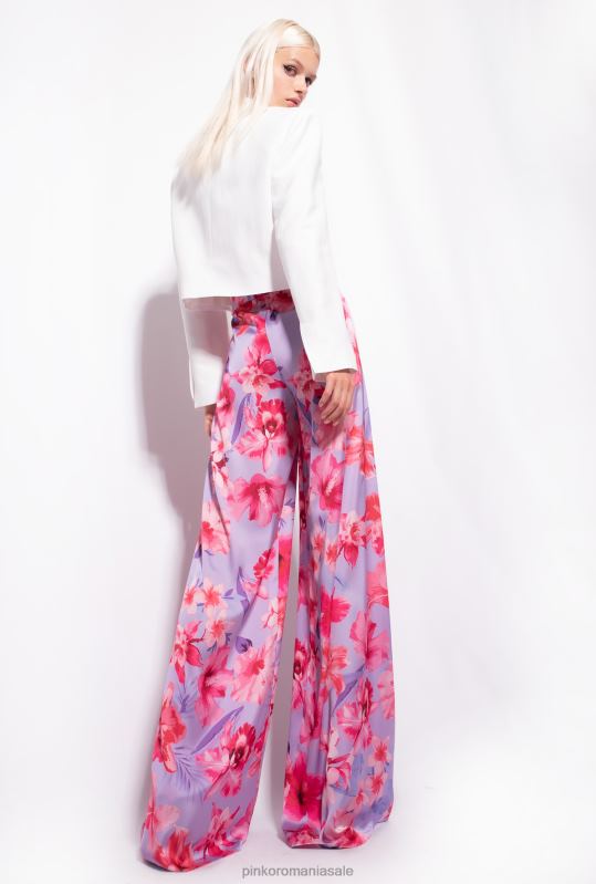 pantaloni casual | pantaloni largi cu imprimeu floral Pinko liliac/roz deschis/fucsia B0D08650