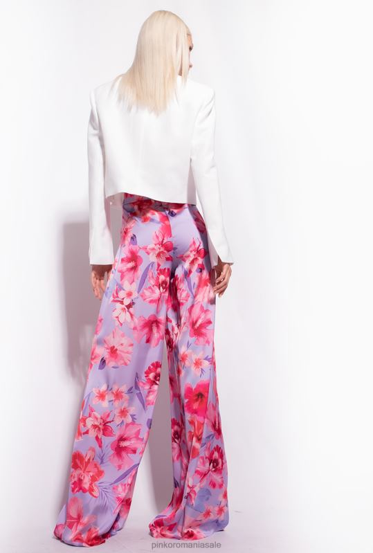pantaloni casual | pantaloni largi cu imprimeu floral Pinko liliac/roz deschis/fucsia B0D08650