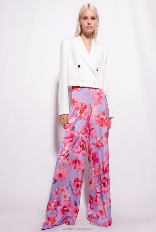 pantaloni casual | pantaloni largi cu imprimeu floral Pinko liliac/roz deschis/fucsia B0D08650