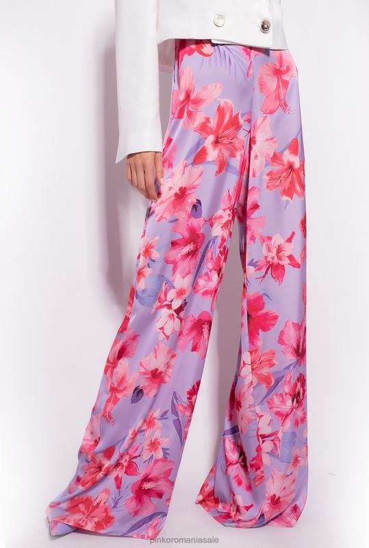pantaloni casual | pantaloni largi cu imprimeu floral Pinko liliac/roz deschis/fucsia B0D08650