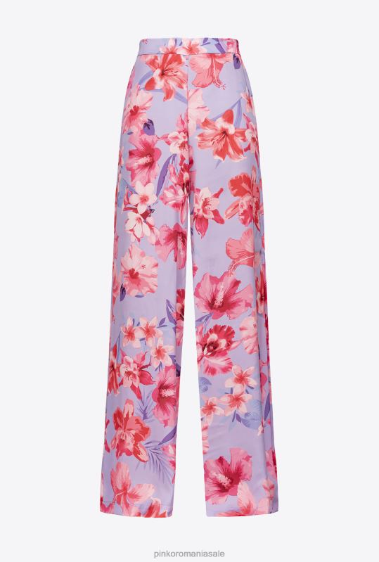 pantaloni casual | pantaloni largi cu imprimeu floral Pinko liliac/roz deschis/fucsia B0D08650